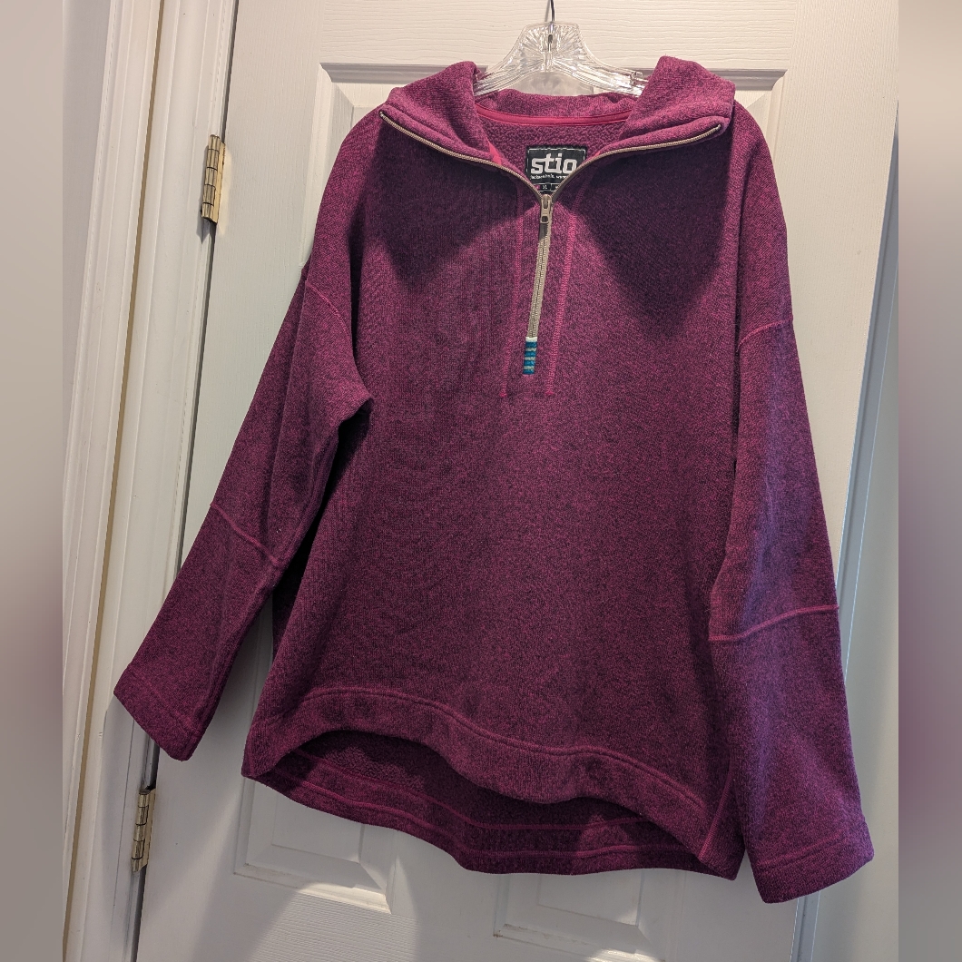 Stio Women’s Cranberry Red Marled Sweetwater Fleece 1/2 Zip Pullover Sz Xl *Guc